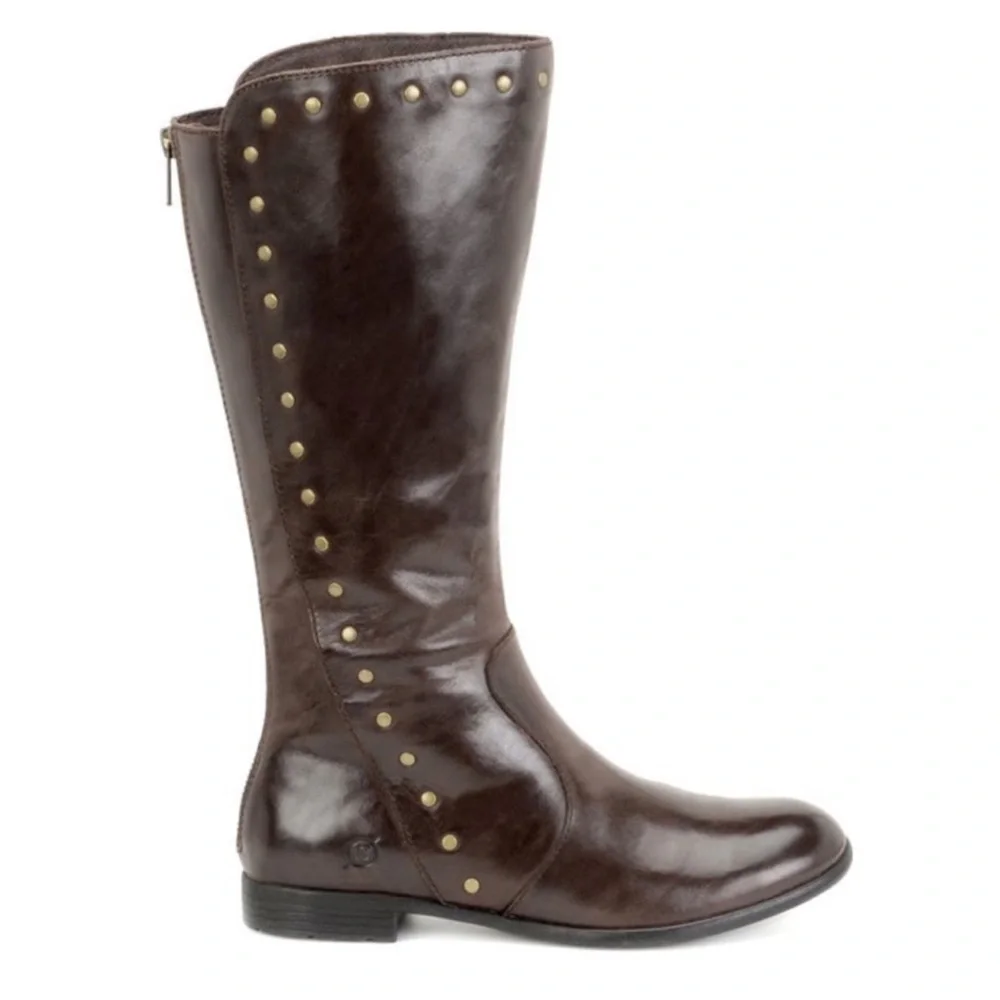 Born Larsen Genuine Leather Studded Riding Knee Boots - Picture 2 of 10